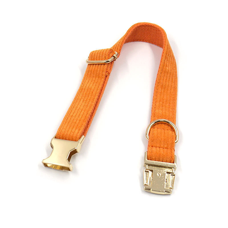 Dog  Collar Metal Buckle Soft Corduroy Thick Striped